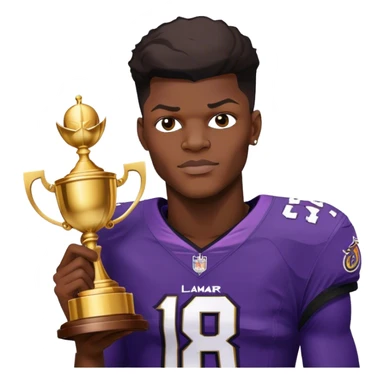 Lamar Jackson with trophy  sticker