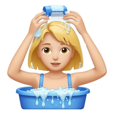 girl washes her hair sticker