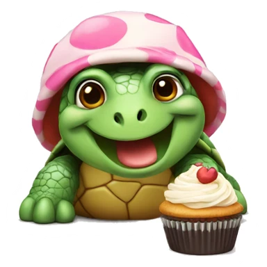 turtle eating a cupcake sticker
