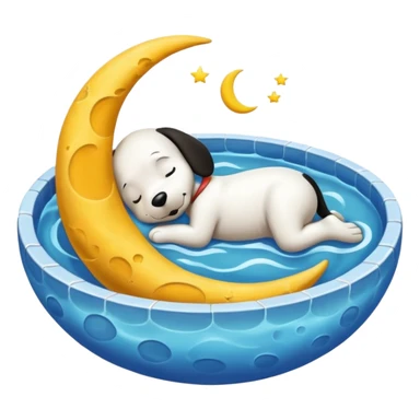 Snoopy sleeping in the moon in a pool sticker