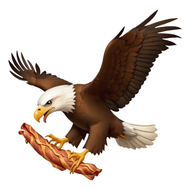A flying bald eagle stealing eating bacon  sticker