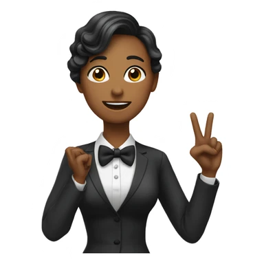 Women saying bow tie in asl sticker