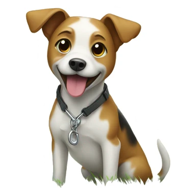 dog on leash in grass sticker