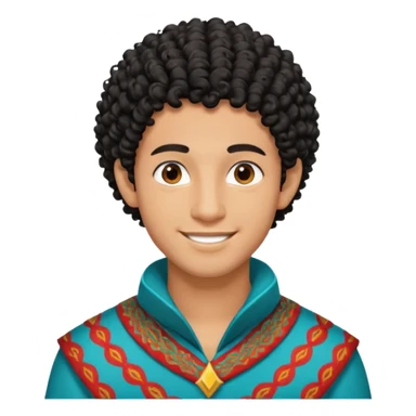 Young man with black curly hair cascade Haircut and light dark skin, moroccan / amazingh race sticker