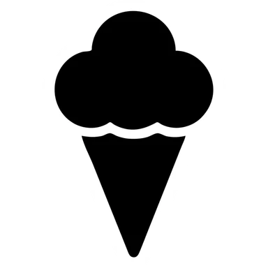 ice cream, solid black icon style, filled shape, no color, high contrast, easily recognizable sticker