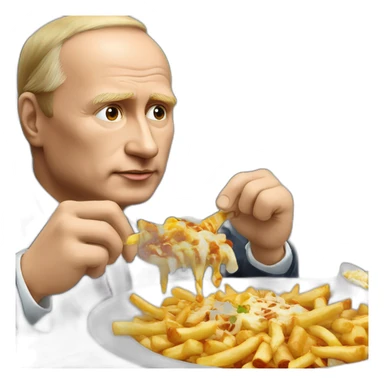 Vladimir poutine en train de manger une poutine sticker