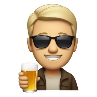 Fair skinned Man with sunglasses and a very large glass of beer Spanish beach sticker