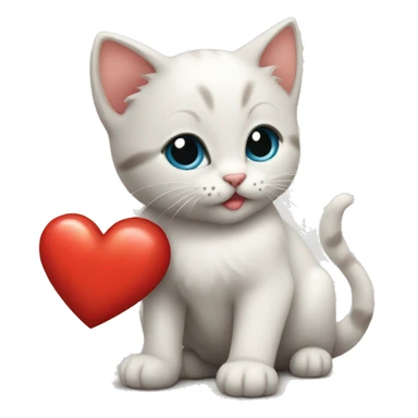 kitten with heart sticker