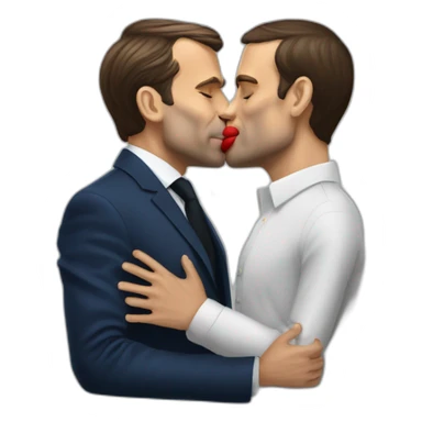 emmanuel macron kissing jean castex sticker