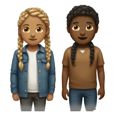 A black girl with braid and a white boy with brown hair kissing sticker