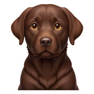 Cinematic Noble Chocolate Labrador Portrait Emoji, Poised and regal, with a robust, muscular build and a rich, glossy chocolate Fur, deep-set soulful brown eyes, Simplified yet sharp and sophisticated features, highly detailed, glowing with a soft, dignified glow, high shine, intelligent and gentle, stylized with an air of confidence, focused and attentive, soft glowing outline, capturing the essence of a watchful and loving companion, so majestic it feels as though it could bound out of the screen with effortless authority! sticker