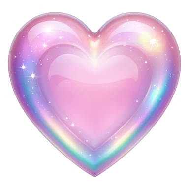 sparkly glossy pastel pink iridescent glass crystal nebula glass heart sticker