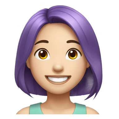 happy face vietnamese girl, beautiful smile, short purple hair sticker