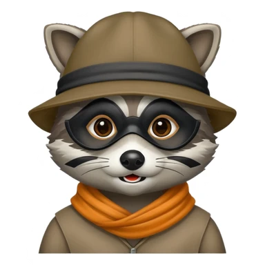 raccoon with mask and incognito hat sticker
