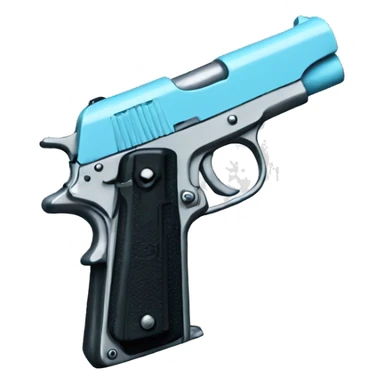 baby blue pistol with a black ribbon sticker