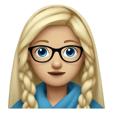 blonde girl with blue eyes in glasses covered with a blanket sticker