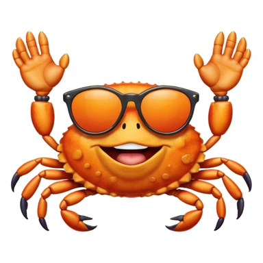 Alaska crab are moving wearing a sunglass and say hi sticker