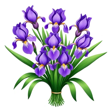 big bouquet Lavender Iris, luxuriant, leaf, bud sticker