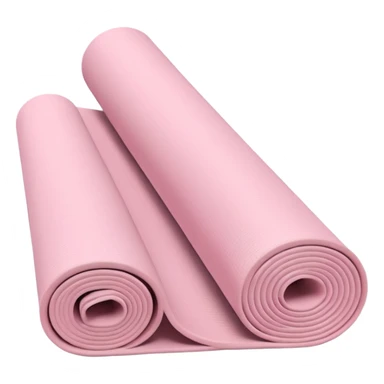 Soft light pink yoga mat rolled up, pastel background, minimal style sticker