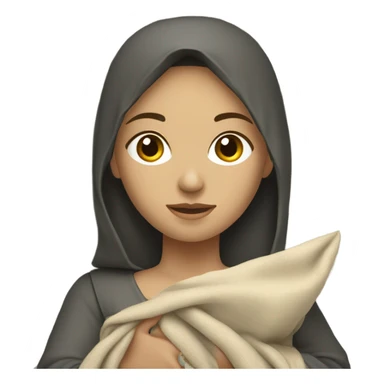 young medieval woman holding a large open cloth sticker