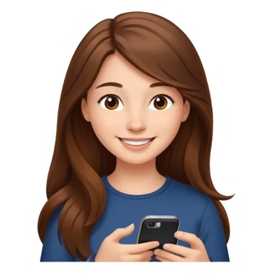 young woman scrolling on her phone @emoji sticker