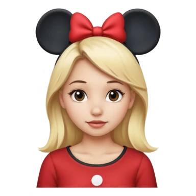 Blonde girl wearing Mickey Mouse ears sticker