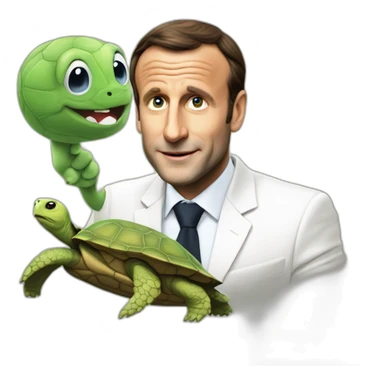 Macron avec une tortue  sticker