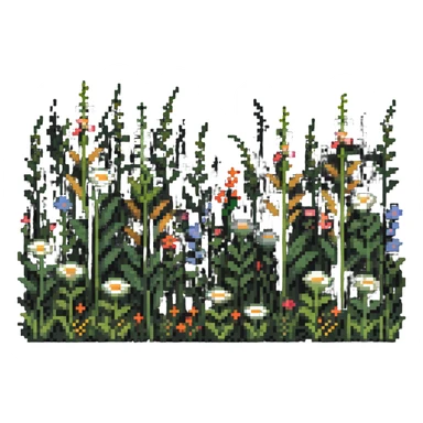 summer meadow with tall grass and flowers swaying in a gentle breeze sticker