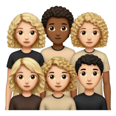 group of people  together ; men and women with brown, blonde, black hair- short hair, long hair and curly hairr wearing beige shirts aesthetic no collar, brown people, white people, black people sticker
