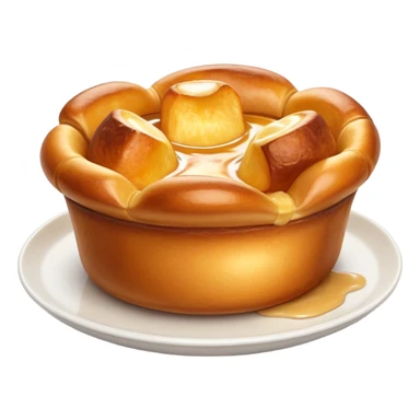 Cinematic Realistic Yorkshire Pudding Dish Emoji, showcasing a light, airy, golden puff with a crispy exterior rendered with lifelike detail and soft natural lighting that accentuates its classic appeal. sticker