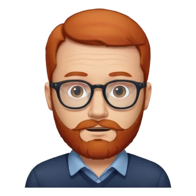 Un homme roux avec une calvitie et une barbe portant des lunettes sticker