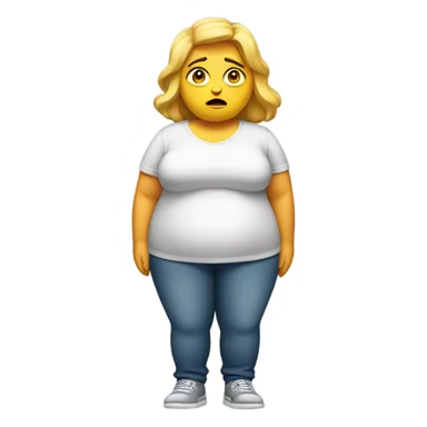 fat woman full body looking concerned sticker