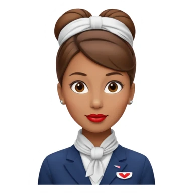  flight attendant, Light Brown skin, brown hair in a bun, neck scarf sticker