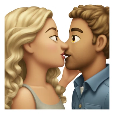 A girl kissing guys cheek sticker