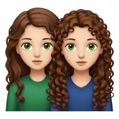 Two besties: 1: long straight brown hair, green eyes 2: long curly brown hair, brown eyes give them a judgy look sticker