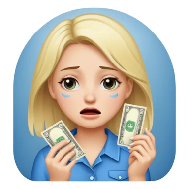 pretty girl holding 1 dollar and crying  sticker