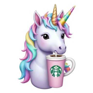 Unicorn drinking starbucks coffee sticker