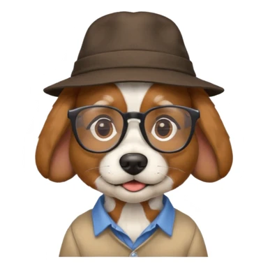 glasses and hat dog with shirt sticker
