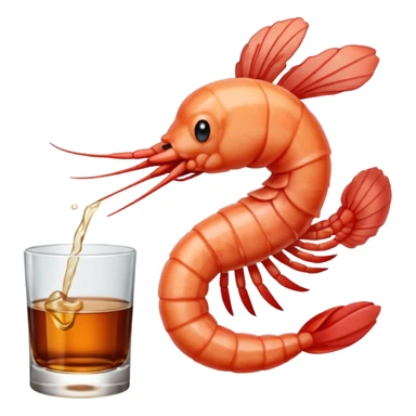 A SHRIMP DRINKING BOURBON, CLASSY, PHOTOREALISM sticker