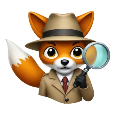 fox detective with a magnifying glass sticker