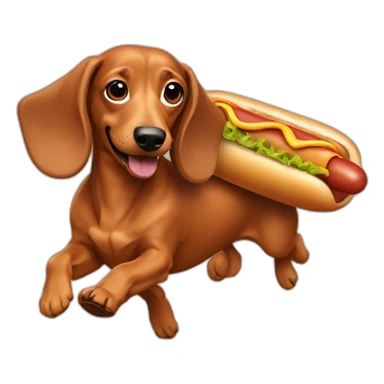 dachshund running with a hot dog costume sticker