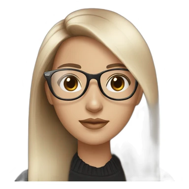 young white girl with rose gold glasses and black straight hair sticker