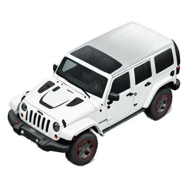 White Jeep Wrangler Rubicon with red accents  sticker