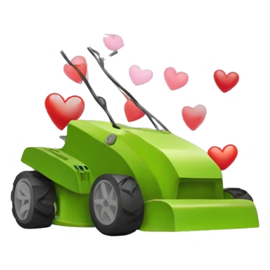 lawn mower with hearts sticker
