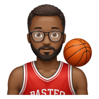 Male Athlete with Glasses – Black man, beard, basketball jersey.

 sticker