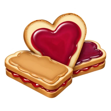 peanut butter and jelly, and between them a heart sticker