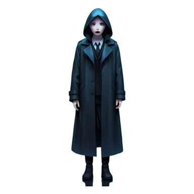 Movie Poster: A tense, gripping design with dramatic lighting. Include a mysterious figure in a dark coat standing in a rain-soaked alley, with glowing neon signs in the background. Shadows loom, and ominous shapes emerge from the mist. Suspenseful and cinematic atmosphere. Transparent background. sticker