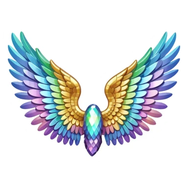 A 3d not too detailed aurora prismatic angel wing sticker