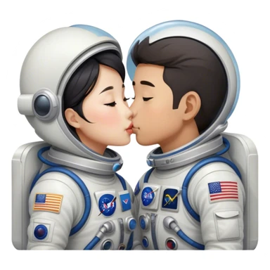 Asian astronaut couple kissing  sticker