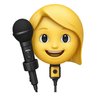 laughing face emoji next to a mic sticker